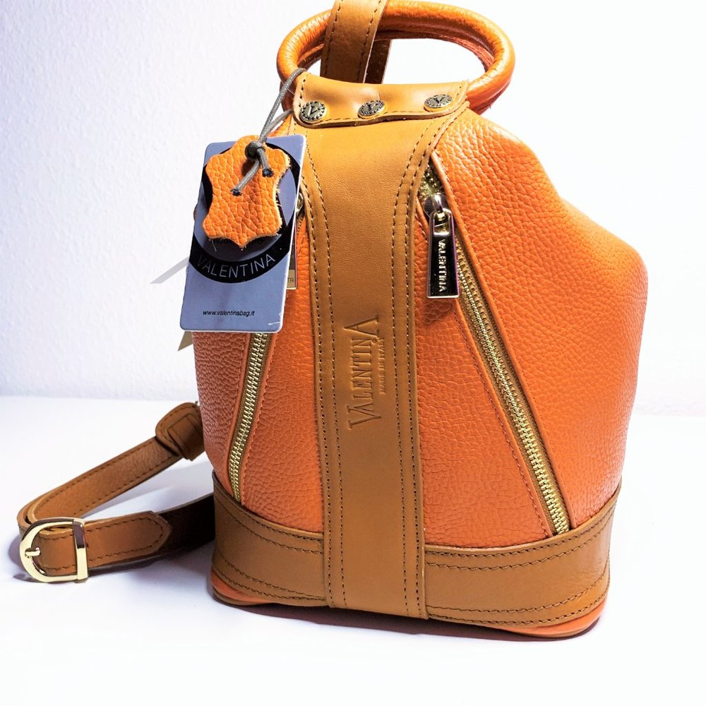 Valentina Leather Convertible Sling Bag NWT Orange